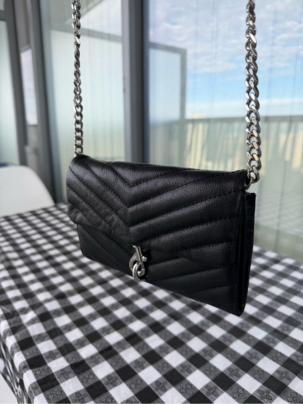 Rebecca Minkoff Black Chevron Leather Shoulder Bag